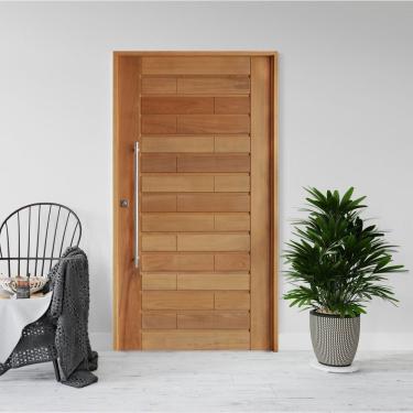 Imagem de Kit Porta De Madeira Pivotante 210X110Cm Batente 14Cm Fechadura 803 Rolete 3B Roma Tauari