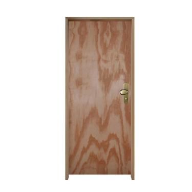 Imagem de Kit Porta De Madeira 210X80Cm Batente 14Cm Fechadura Taco De Golf Externo Mescla Lisa Mescla