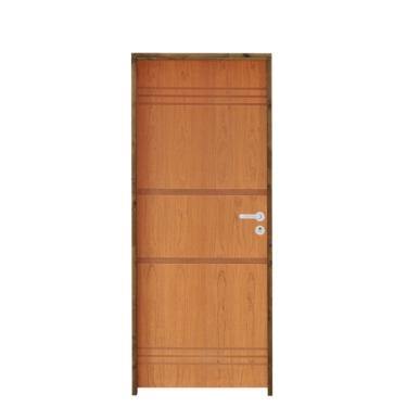 Imagem de Kit Porta De Madeira Pivotante 210X62Cm Batente 14Cm Fechadura Stilo Cromada Externa 7 Imbuia