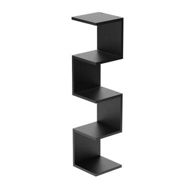 Imagem de Prateleira De Canto Lyra 4 Nichos Decorativos Preto Para Sala Quarto Livros