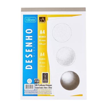 Imagem de Bloco De Desenho 150g-m² A4 Branco Académie 20 Folhas