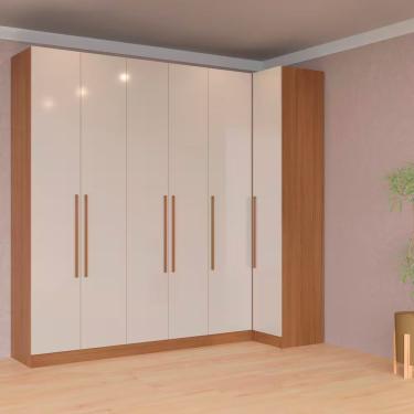 Imagem de Guarda-roupa Modulado Casal Canto Reto Bartira Lugano Avelã/cappuccino