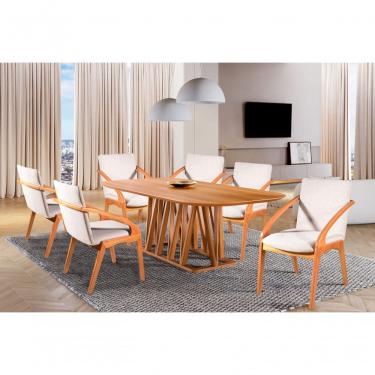 Imagem de Sala De Jantar Moderna Madeira Maciça 6 Cadeiras 1,80x0,90m Granada - Harmonia Salas