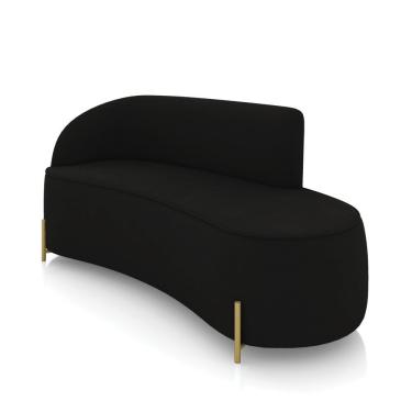 Imagem de Sofá 3 Lugares Orgânico 180cm Pé Dourado Morgan Suede Preto D03 - D'rossi