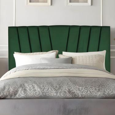 Imagem de Cabeceira Solteiro Cama Box Estofada 90 Cm Emma Suede Verde