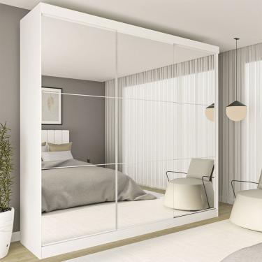 Imagem de Guarda Roupa Casal Rennes 3 Pts 4 Gvts 9 Espelhos Minastex Branco