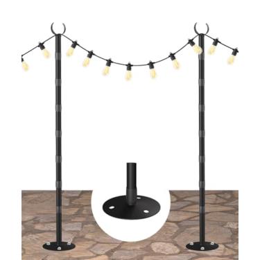 Imagem de Tigerden Varas De Luz 10 Pés Para Superfícies Duras, Iluminação Festas Em Ambientes Externos, Quintal, Jardim E Pátio, Metal Resistente Com Acabamento À Prova D'Água, Ajustável Ferrugem, Pacote 2