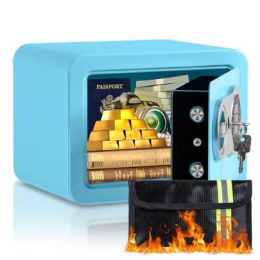 Imagem de Caixa segura de 0,23 metros cúbicos, pequeno cofre com bolsa à prova de fogo, chaves e código de passagem, caixa de dinheiro de segurança eletrônica digital para dinheiro, documento, casa, escritório