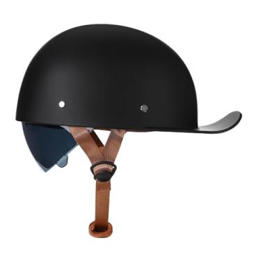 Imagem de Woljay Capacete De Motocicleta Vintage Retrô Aberto, Boné Beisebol, Meio Com Lente Retrátil Para Homens E Mulheres, Ciclomotor, Jet Scooter, Street Cruiser - Certificado Dot (Preto Fosco, Extragrand