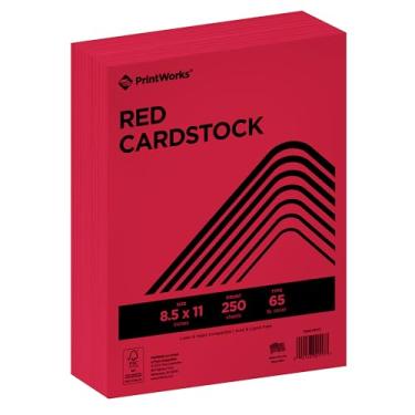 Imagem de PrintWorks Cartolina vermelha profissional colorida brilhante, 250 folhas, feita nos EUA, certificado FSC®