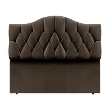 Imagem de Cabeceira Solteiro Cama Box Botões Provençal Café Suede Com Pés 120Cm 