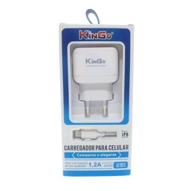 Imagem de Kit Carregador Lightning Kingo 1.2A 5V Para Iphone 6 Plus