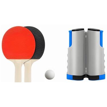 Imagem de Kit Ping Pong com Rede, 2 Raquetes+3 Bolas+Suporte/Rede, Raquete Tenis de Mesa, Raquete Ping Pong, Profissional, Kit Tenis de Mesa