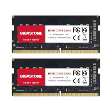 Imagem de 【Somente laptop DDR4】 Kit GIGASTONE 32GB (2x16GB) DDR4 3200MHz (2933MHz ou 2666MHz) PC4-25600 (PC4-23400, 21300) CL22 1.2V SODIMM 260 pinos sem buffer, sem ECC, alto desempenho Atualização da memória