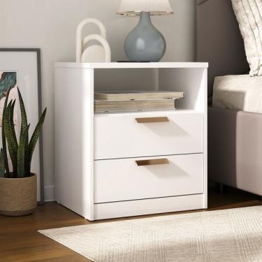 Imagem de Mesa De Cabeceira Divino 2 Gavetas 100% Mdf Branca - Manbel