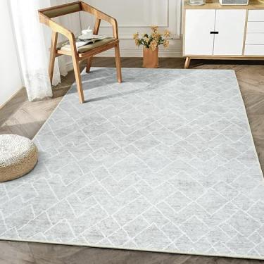 Imagem de Bloom Rugs Tapete lavável antiderrapante 1,8 m x 1,8 m - Tapete listrado cinza/seixo para sala de estar, quarto, sala de jantar e cozinha - Tamanho exato: 1,5 x 18 m