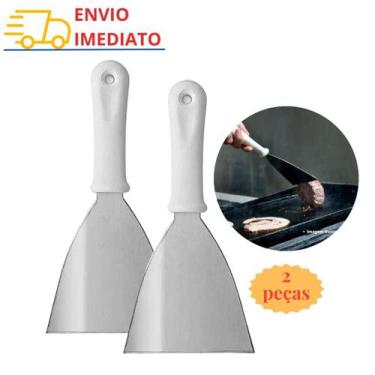 Imagem de Kit 2 Espátula Reta 4" para Lanches Hamburguer Chapa Lanchonete Padari