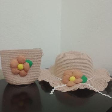 Imagem de kit infantil Florzinha Chapéu + Bolsinha - TDG Store, Rosa bebê