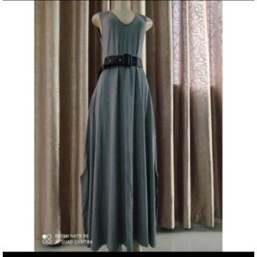 Imagem de Vestido  longo  regatão com  fenda lateral - Neide modas, Cinza, G1