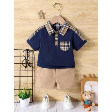 Imagem de Conjunto de Camisa e Shorts Xadrez para Bebê - 2 Peças, Casual e Confo
