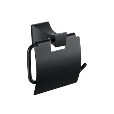Imagem de Acessórios para banheiro preto fosco - Toalheiros simples/duplos com porta-papel e saboneteira | Suporte de parede com 4 peças, porta-papel coberto