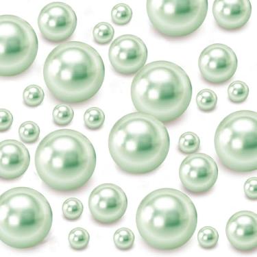 Imagem de Cusmation 120 peças 8/14/20 mm contas flutuantes para peça central, enchimento de vaso decorativo verde claro pérola com 800 peças de gel de água transparente, pérola para vasos, centros de mesa com
