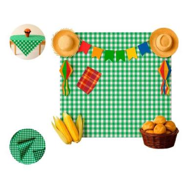 Imagem de Painel Toalha TNT Xadrez Verde Festa Junina Decoração Julina - piffe