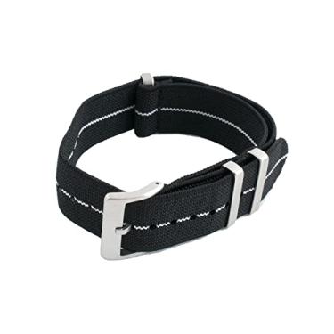 Imagem de StrapHabit Pulseira elástica de relógio para homens e mulheres de 20 mm e 22 mm, nylon, uma peça, paraquedista francês, paraquedas militar, listrada, premium (preto/branco, 22 mm)