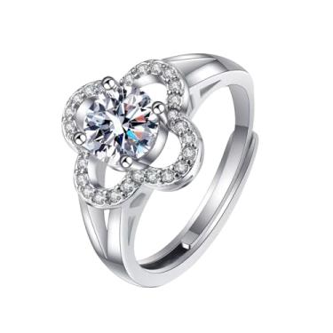 Imagem de Luckilemon Anel de noivado ajustável Moissanite, anel de promessa de eternidade para mulheres, anéis de casamento, presente de joias, joias modernas de amizade, presentes de dia dos namorados para