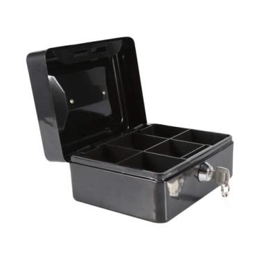 Imagem de Caixa De Dinheiro De Metal Portátil Com Trava Bandeja De Armazenamento