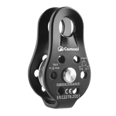 Imagem de TRIWONDER Polia de escalada 26kN Polia de resgate com certificação CE Polia única Polia de corda de olho fixo de alumínio (02 26kN - Preto)
