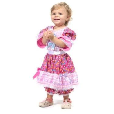 Imagem de Vestido de Festa Junina Caipira Bebê Luxo - Sulamericana, Pink, M 1 - 