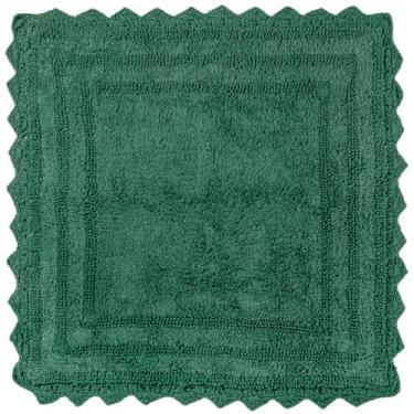 Imagem de RAJRANG Tapete de banheiro verde folhagem para banheiro com padrão de crochê, absorvente, macio, reversível tapete de banheiro quadrado 61 cm