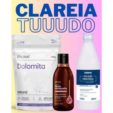Imagem de Clareador Kit Virilha Axilas Pele Manchas Escuras Dolomita + Rosa Mosq