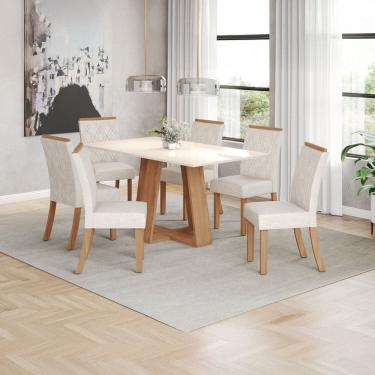 Imagem de Conjunto para Sala de Jantar com 6 Cadeiras Lins Marrom/Off White