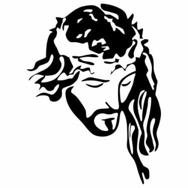 Imagem de Adesivo Rosto de Jesus Cristo com coroa de espinhos decorativo parede carro caminhão ca...