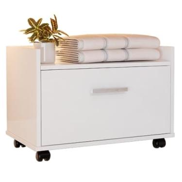 Imagem de Armario Gabinete Para Banheiro Lavabo Com Gaveta E Rodinhas(Branco)