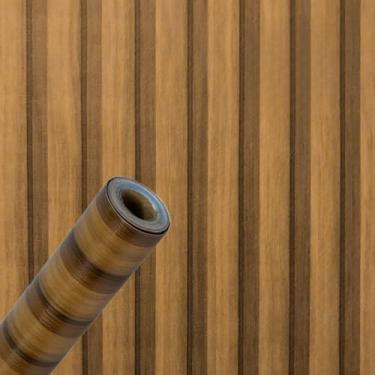 Imagem de Papel de Parede PREMIUM 10 metros = 2 Rolos de 5m X 45cm Madeira Ripado Autoadesivo Sala, Quarto, Escritório