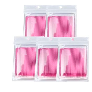 Imagem de SENLIN DENTAL 500 peças de microcotonetes, micropincéis descartáveis, aplicadores labiais para maquiagem e cuidados pessoais, microcotonetes para delineador, extensões de cílios, unhas (rosa)