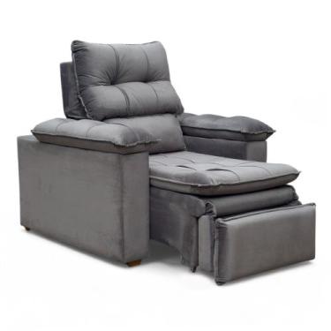 Imagem de Poltrona do Papai Reclinável Retrátil Bonari Veludo Cinza Grafite - Lo