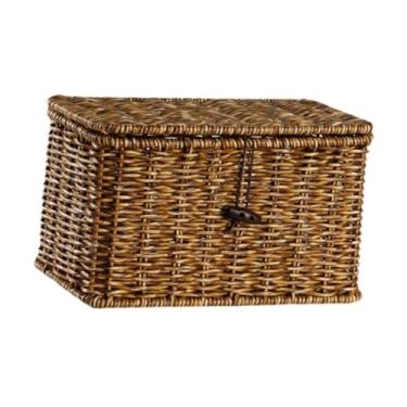 Imagem de WeiLaiKeQi Cesta de armazenamento com tampa, organizador de cesta de prateleira, recipiente prático para organização de artigos diversos em casa, berçário e, 24 Cm X 14 Cm X 14