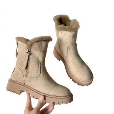 Imagem de Bota Feminina Forrada com Pelúcia, Cano Curto, Solado Tratorado, Bege, Nº 35 – Estilo, Conforto e Aconchego para o Inverno