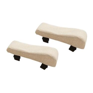 Imagem de Milageto Cadeira de escritório Costa -braço almofadas de braço almofadado de algodão com tampa lavável removível Ponts de braços grossos ergonômicos, Bege