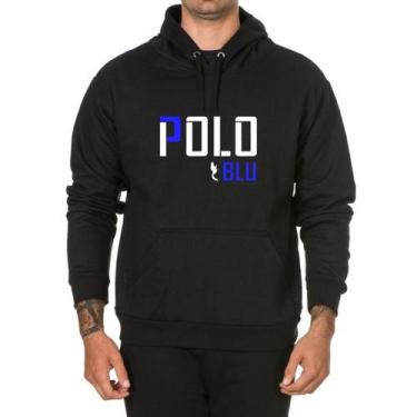 Imagem de Moletom Hoodie Polo Blu Agasalho com Capuz e Bolso Inverno - GP, Preto