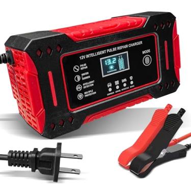 Imagem de Carregador de Bateria Automotivo 12v Inteligente Carregador de Bateria com Display Informativo Para Carro, Moto, Caminhao