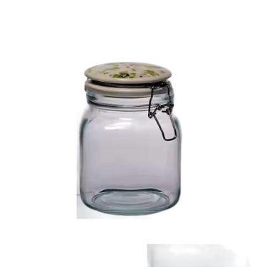 Imagem de Pote De Vidro Tampa Hemética Em Cerâmica 780 Ml - Casambiente