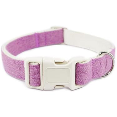 Imagem de Coleira de cânhamo de algodão ajustável, coleira roxa para cães, tecido natural macio, lindo colar de cachorro de casamento para cães pequenos, médios e grandes, roxo-G