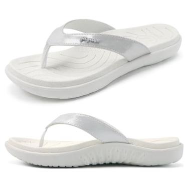 Imagem de jiajiale Moda Feminina Ortopédica Chinelos Senhoras Deslizam Em Leve Confortável Grosso Almofada De Recuperação Tapete De Ioga Sandálias De Tira Com Fascite Plantar Arco Suporte Branco 8