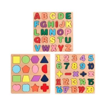 Imagem de Quebra-cabeça Montessori De Madeira Para Crianças, Alfabeto, Números, 