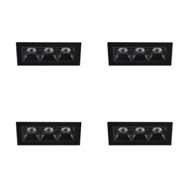 Imagem de 4 Spot Triplo Mini Led Embutido Downlight Quarto Preto Bet58